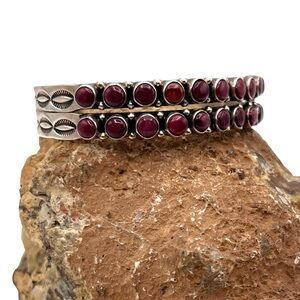 Albert Jake Navajo Sterling Silver Purple Spiny Oyster Cuff Bracelet 6 7/8"